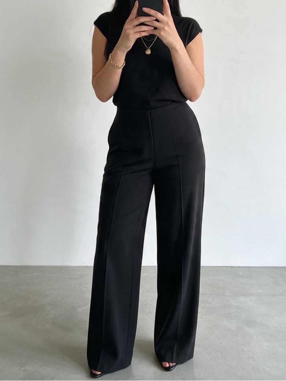 Vintage Joseph Ribkoff Black wide Leg Pants Size 14 Made in Canada